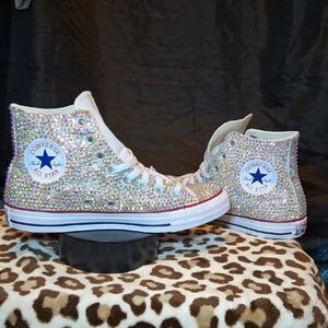 Converse Women’s High-Top Shoes 9.5 Bedazzled Bling Rhinestone Custom Sneakers